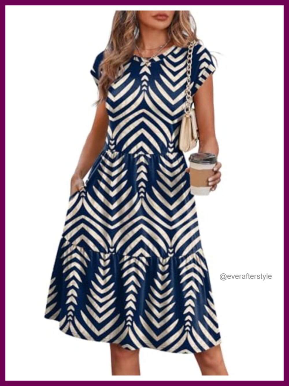 Womens Casual Tiered Sundress Cap Sleeve Knee Length Swing Beach Dress